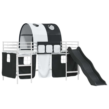 Kinder-Etagenbett Weiß und Schwarz 107 x 200 cm Metall