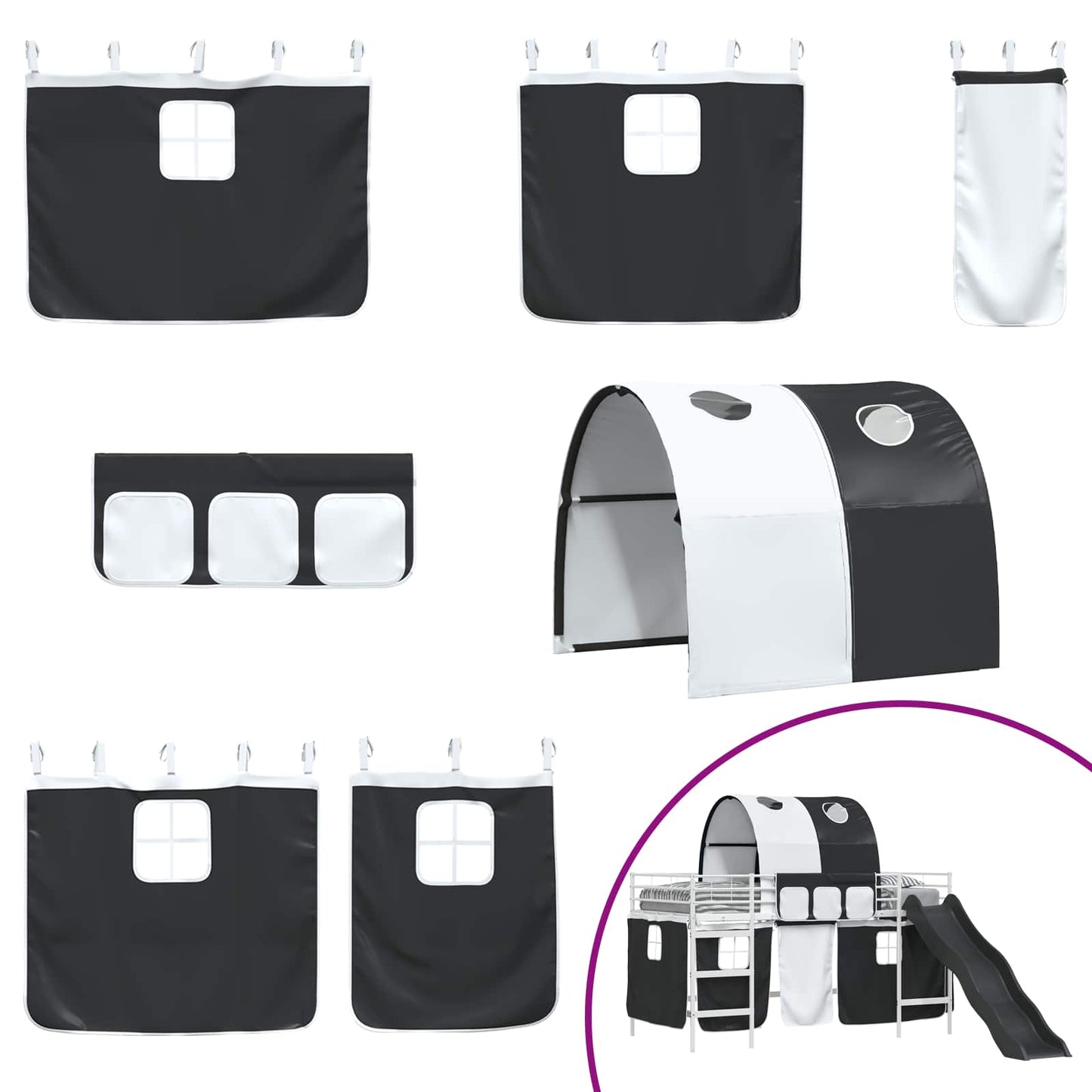 Kinder-Etagenbett Weiß und Schwarz 107 x 200 cm Metall