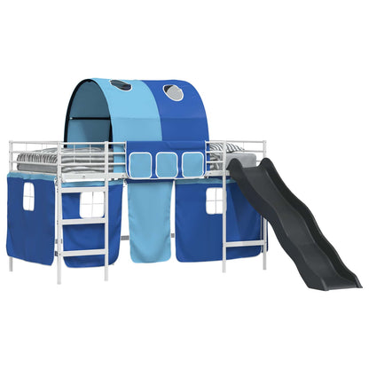 Kinder-Etagenbett Weiß und Blau 107 x 200 cm Metall