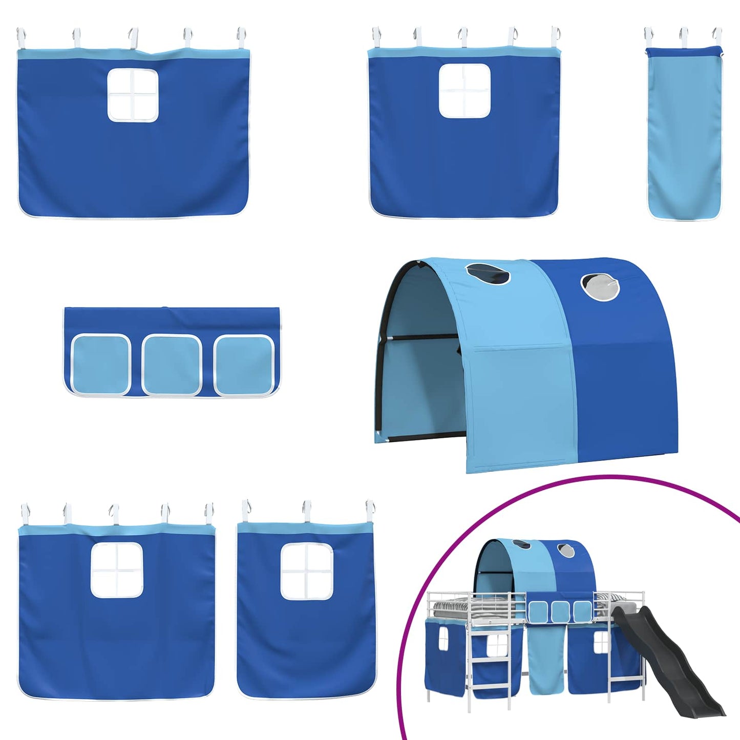 Kinder-Etagenbett Weiß und Blau 107 x 200 cm Metall