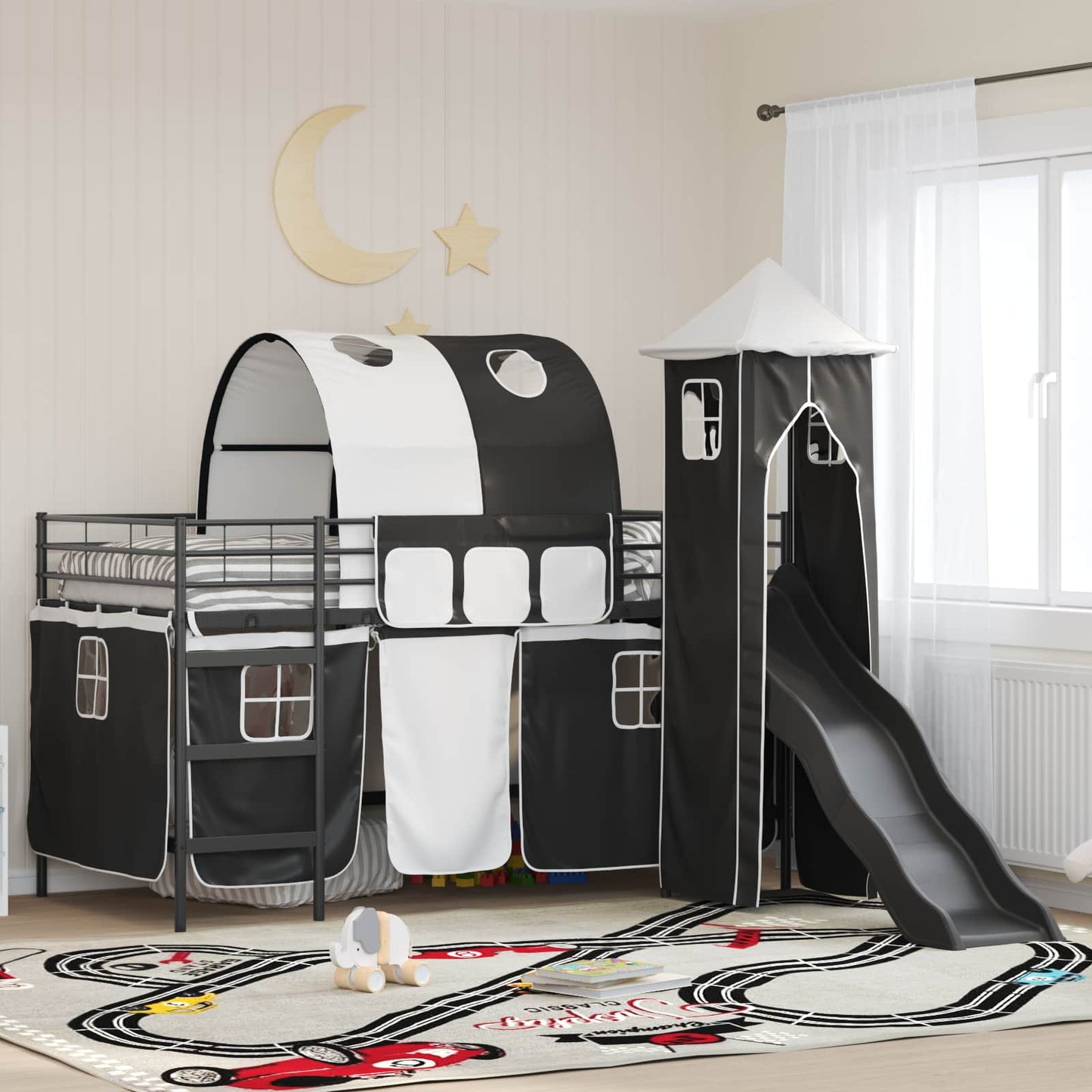 Kinderloftbett Schwarz 79,5 x 200 cm Metall