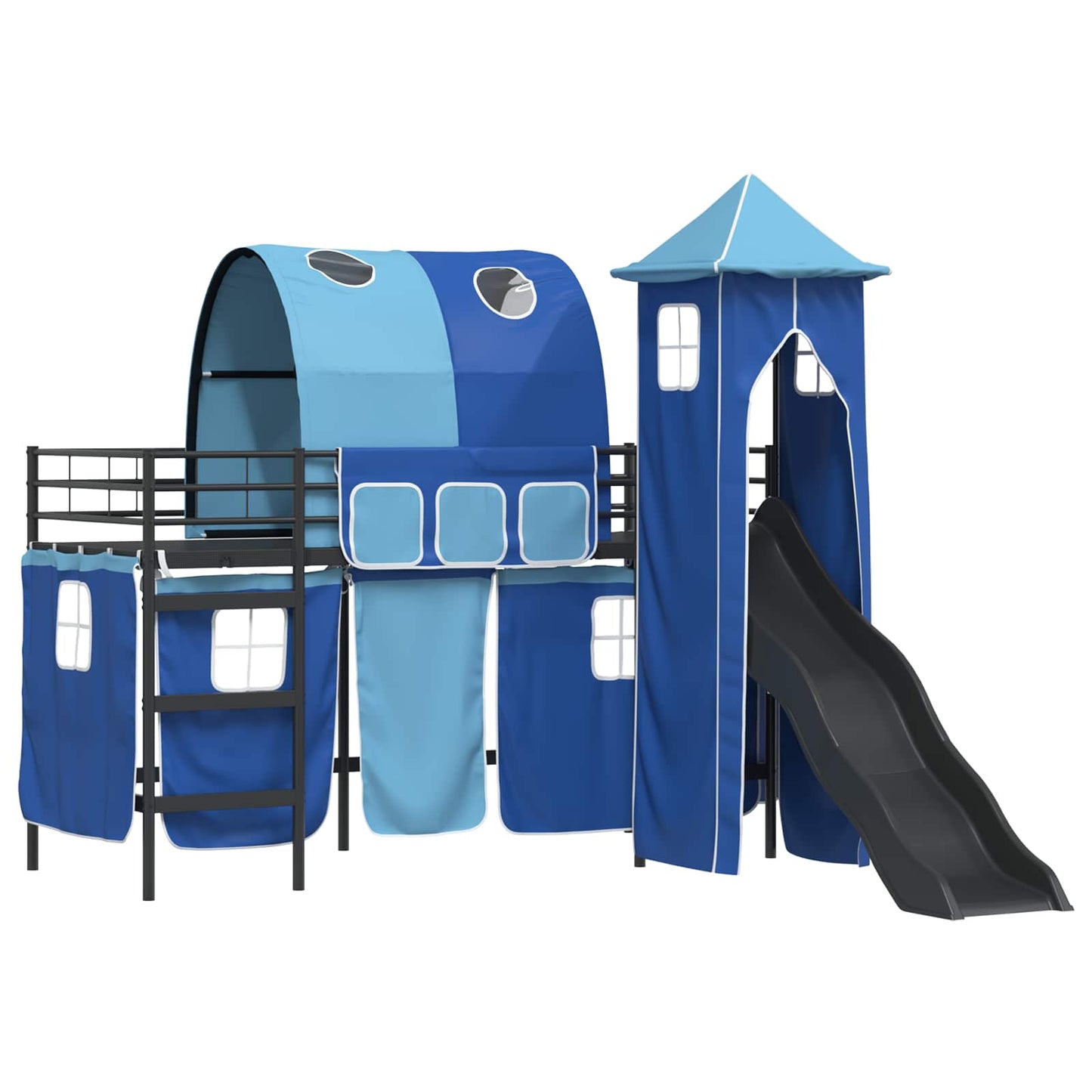 Kinderloftbett Schwarz und Blau 90 x 190 cm Metall