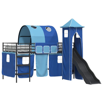 Kinderloftbett Schwarz und Blau 90 x 200 cm Metall