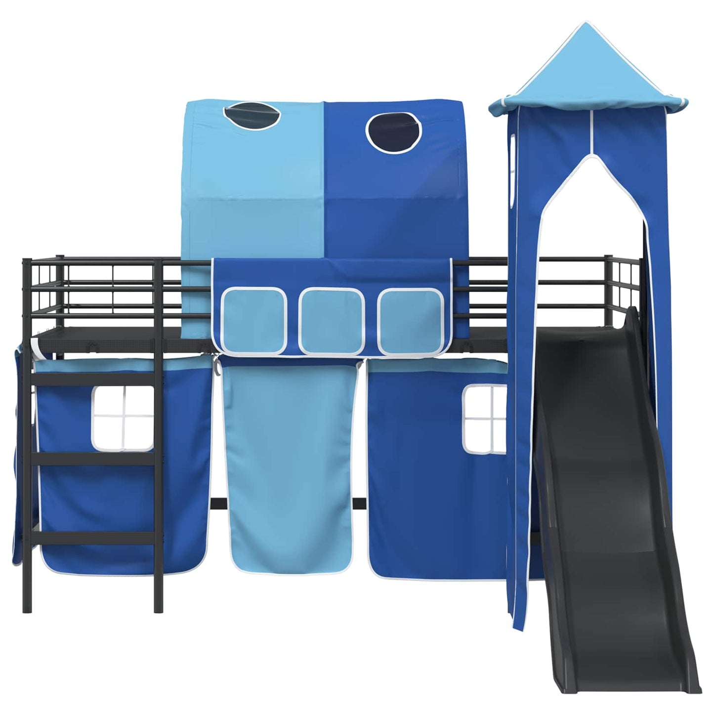 Kinderloftbett Schwarz und Blau 90 x 200 cm Metall