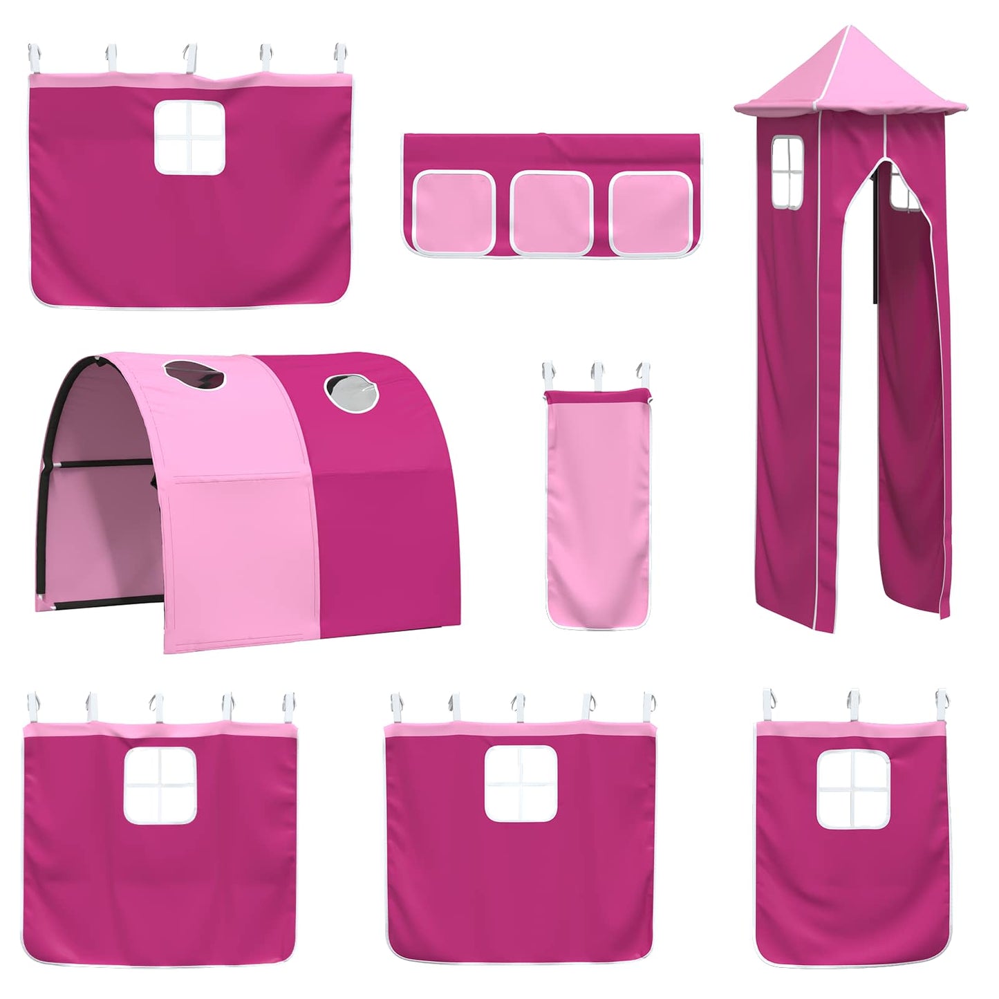 Kinderloftbett Schwarz und Pink 90 x 190 cm Metall