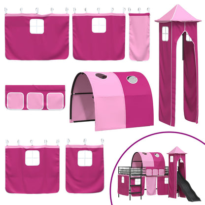 Kinderloftbett Schwarz und Pink 90 x 200 cm Metall