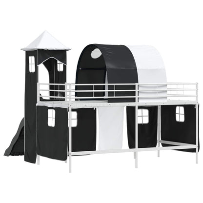Kinderloftbett Weiß und Schwarz 90 x 200 cm Metall