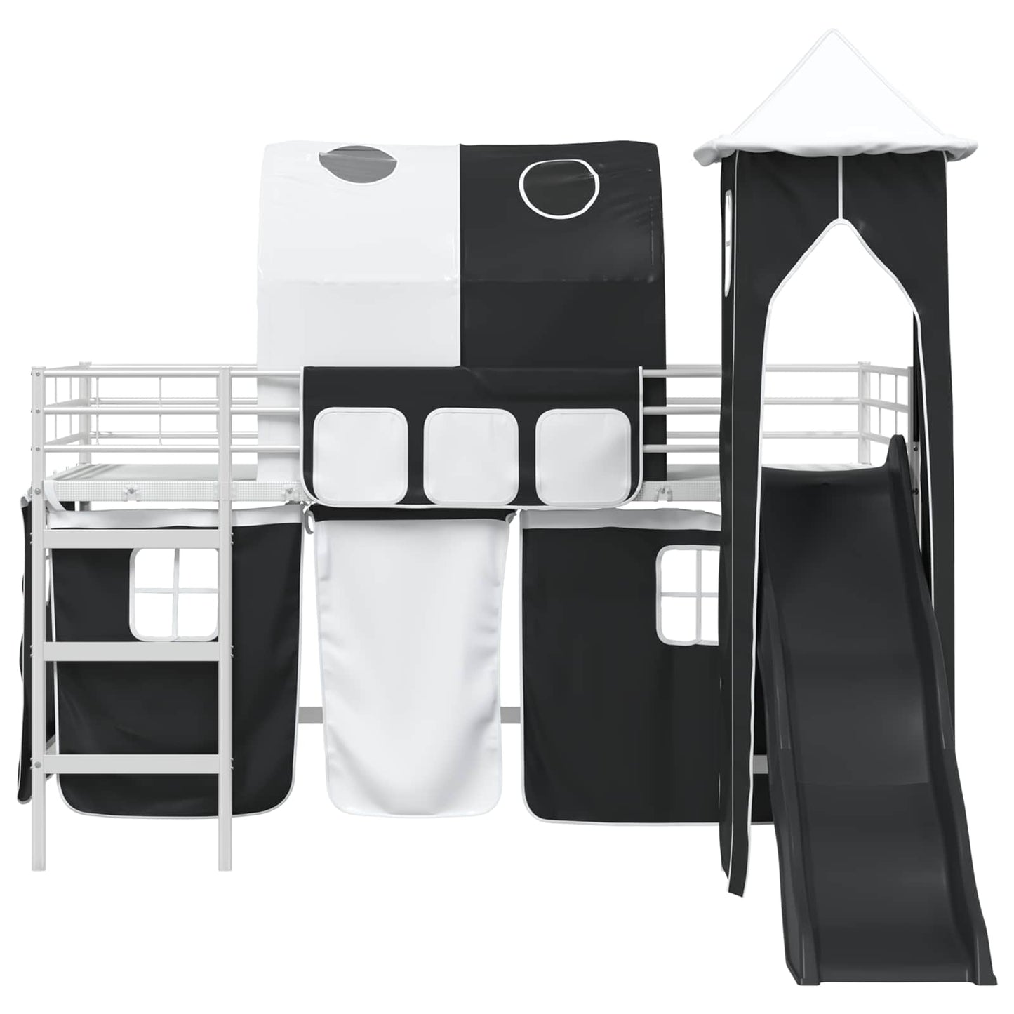 Kinderloftbett Weiß und Schwarz 90 x 200 cm Metall