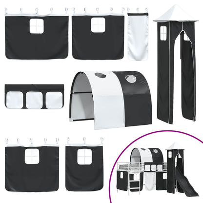 Kinderloftbett Weiß und Schwarz 90 x 200 cm Metall