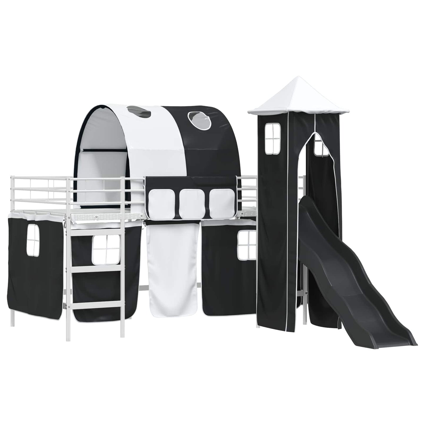 Kinderloftbett Weiß und Schwarz 107 x 200 cm Metall