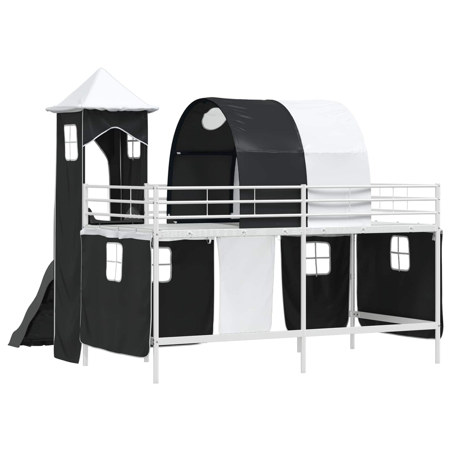 Kinderloftbett Weiß und Schwarz 107 x 200 cm Metall
