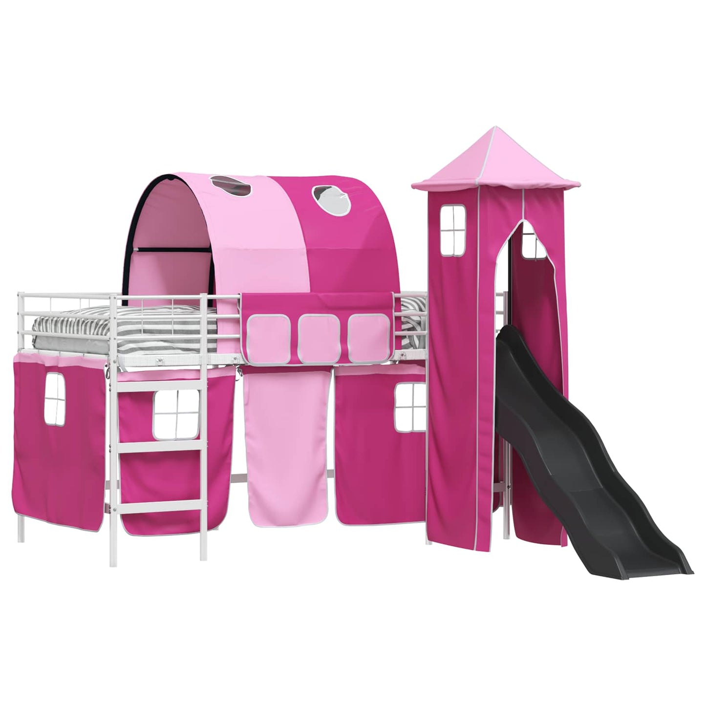 Kinderloftbett Weiß und Rosa 90 x 200 cm Metall