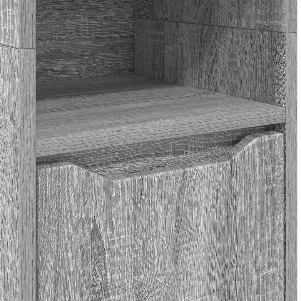 Badezimmerschrank mit Regal Graues Sonoma 30,5 x 30 x 195 cm
