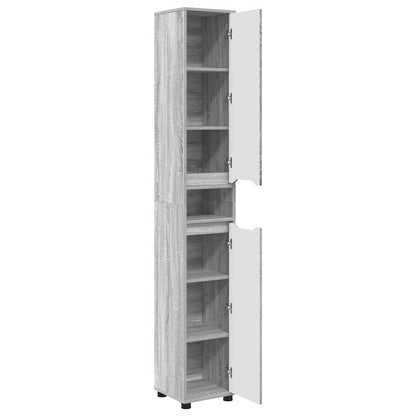 Badezimmerschrank mit Regal Graues Sonoma 30,5 x 30 x 195 cm