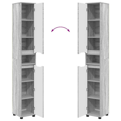 Badezimmerschrank mit Regal Graues Sonoma 30,5 x 30 x 195 cm