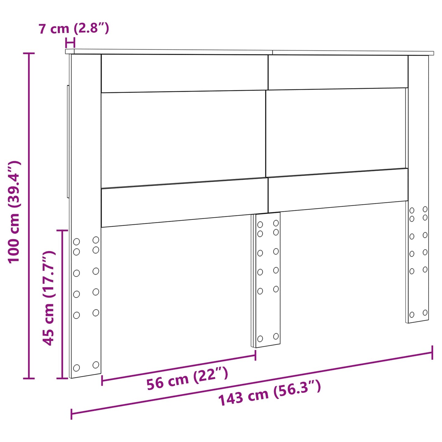 Kopfteil mit Kopfteil Geräucherte Eiche 140 cm Holzwerkstoff