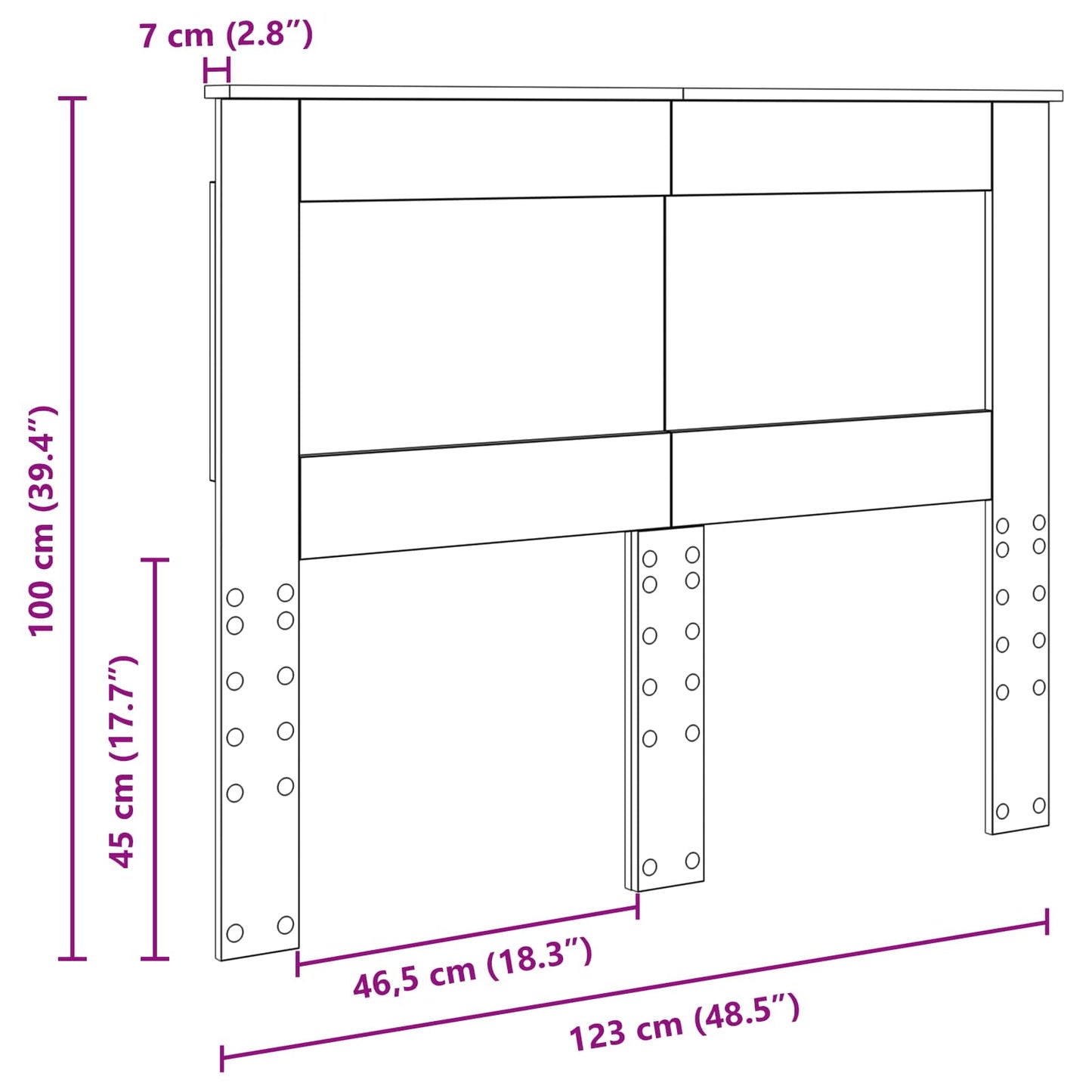 Kopfteil mit Kopfteil Sonoma-Eiche 120 cm Holzwerkstoff