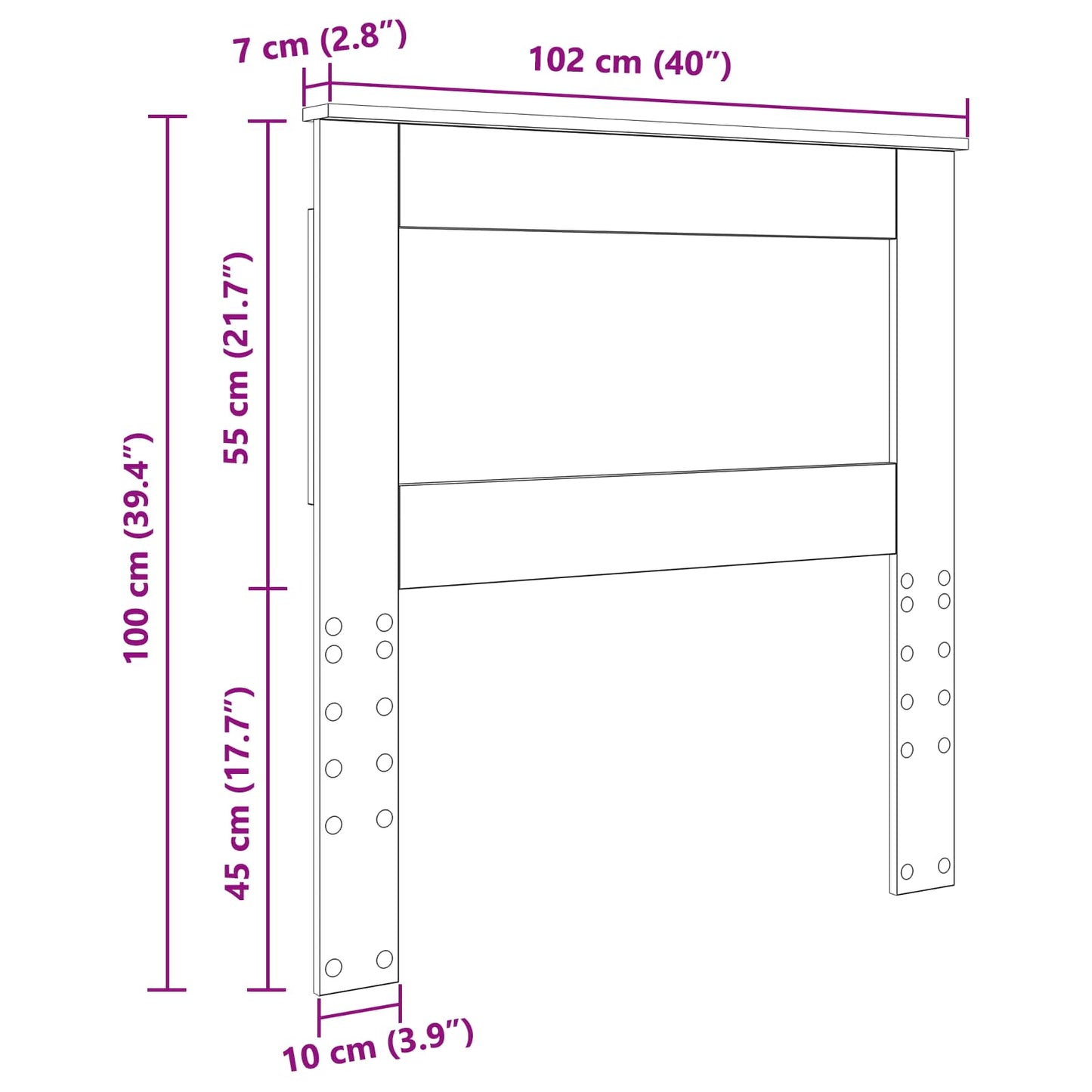 Kopfteil mit Kopfteil Graues Sonoma 100 cm Holzwerkstoff