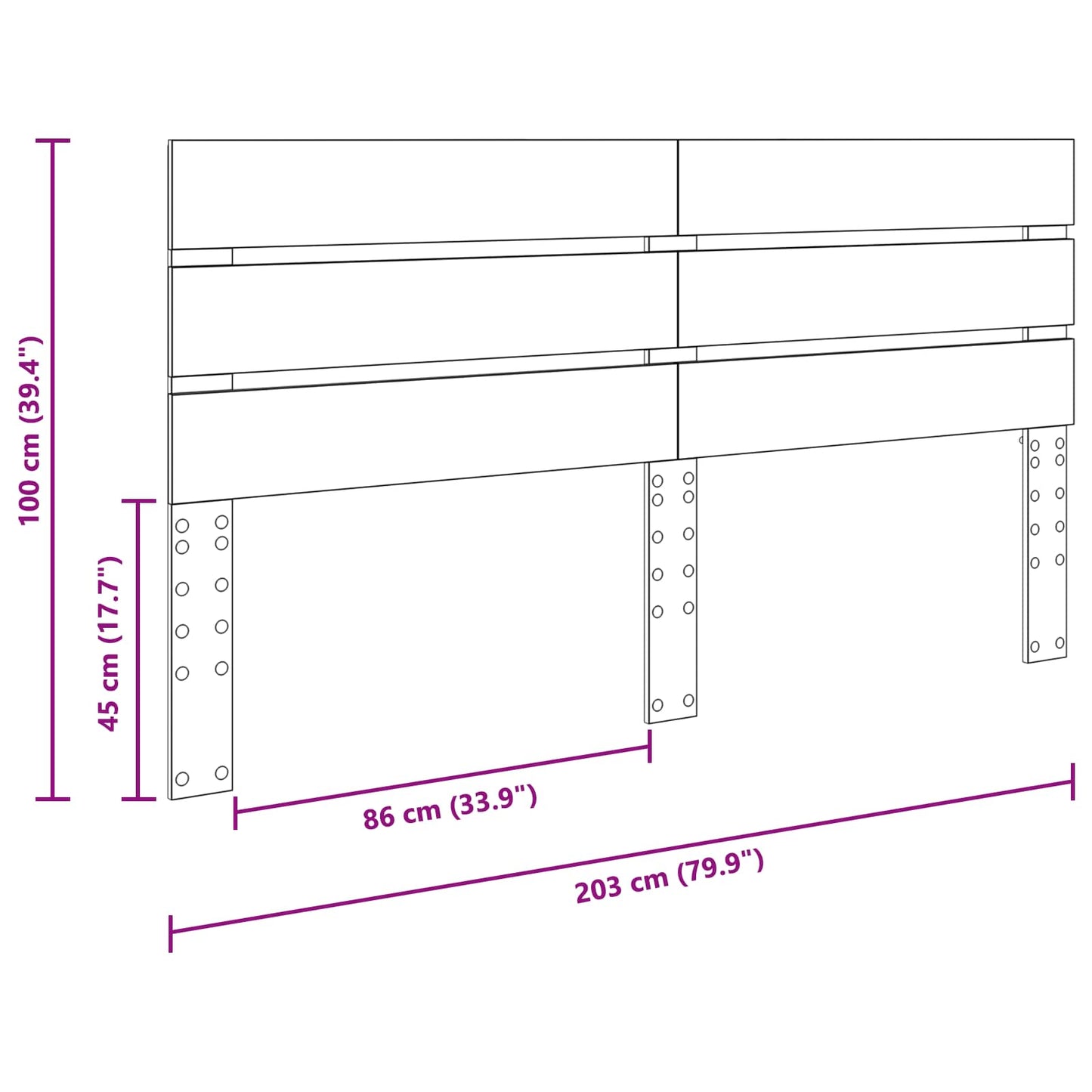 Kopfteil Beton Grau 200 cm Holzwerkstoff