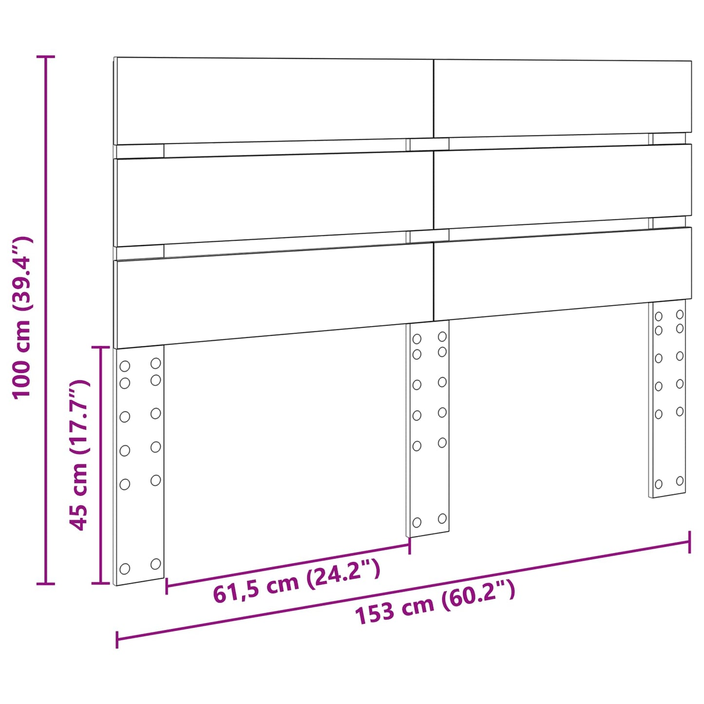 Kopfteil Geräucherte Eiche 150 cm Holzwerkstoff