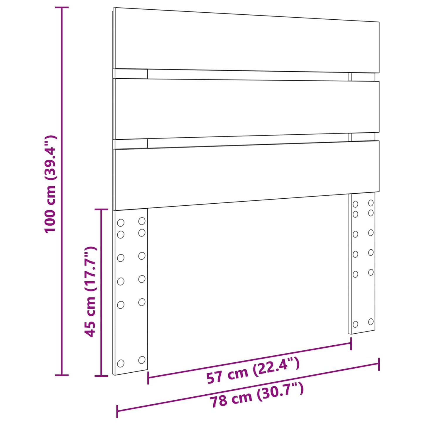 Kopfteil Sonoma-Eiche 75 cm Holzwerkstoff