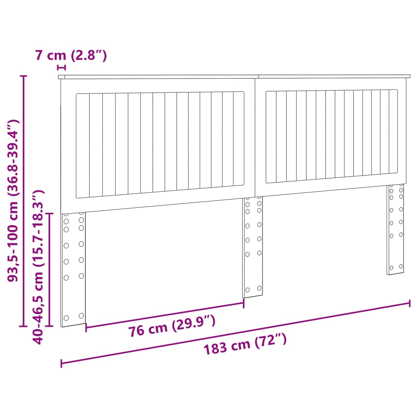 Kopfteil mit Kopfteil Braun Eichen-Optik 180 cm Holzwerkstoff