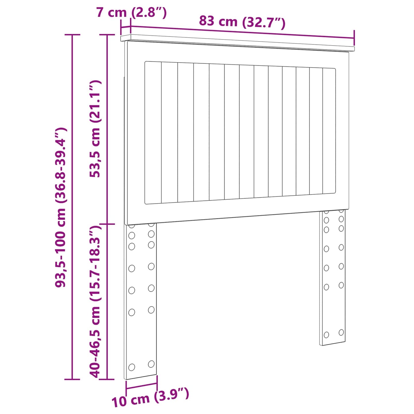Kopfteil mit Kopfteil Artisan-Eiche 80 cm Holzwerkstoff
