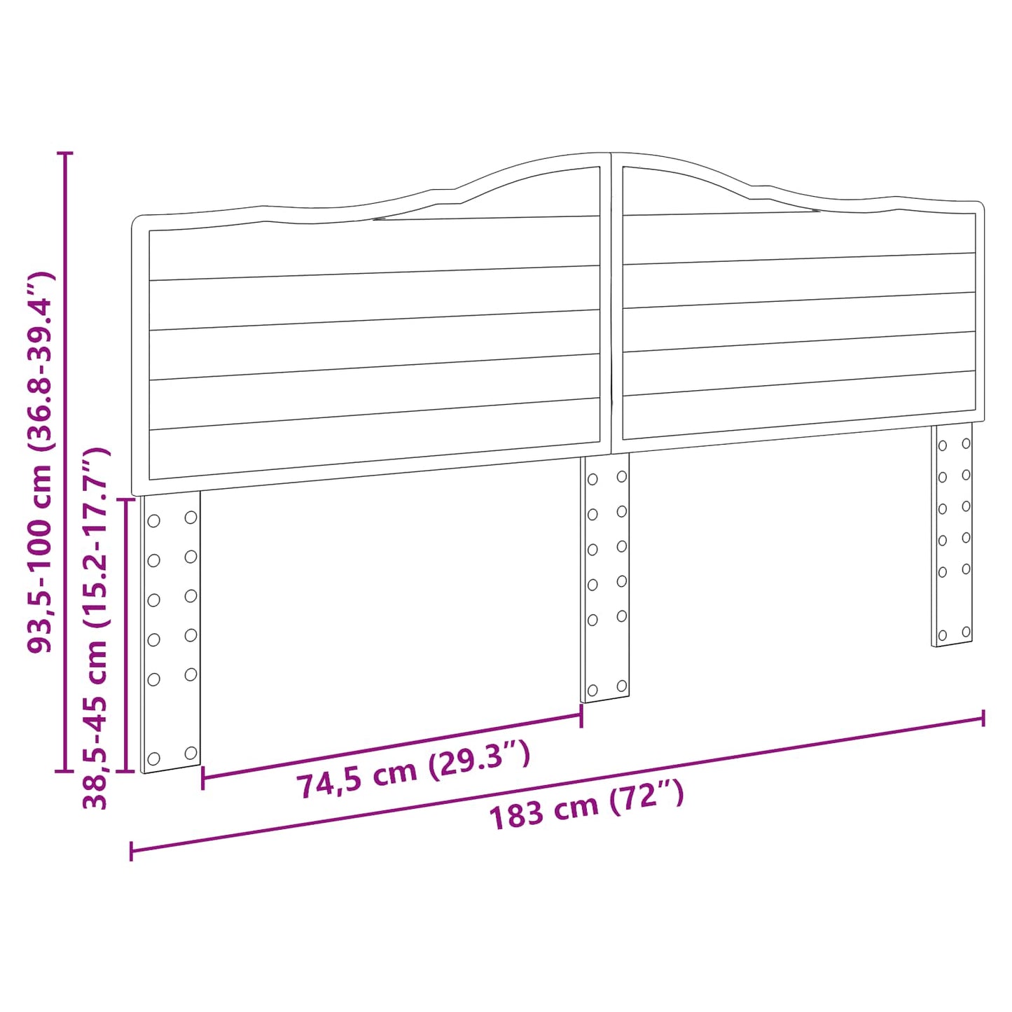 Kopfteil Geräucherte Eiche 180 cm Holzwerkstoff