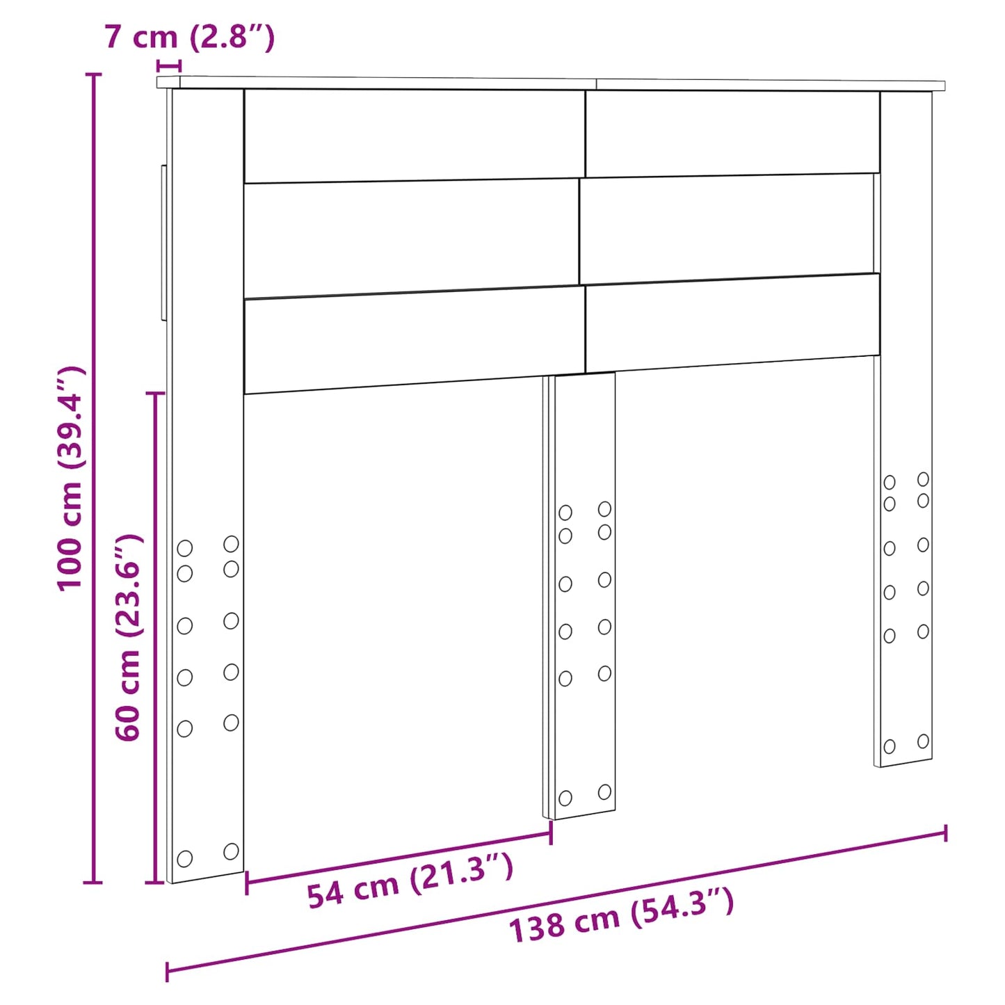 Kopfteil Geräucherte Eiche 135 cm Holzwerkstoff