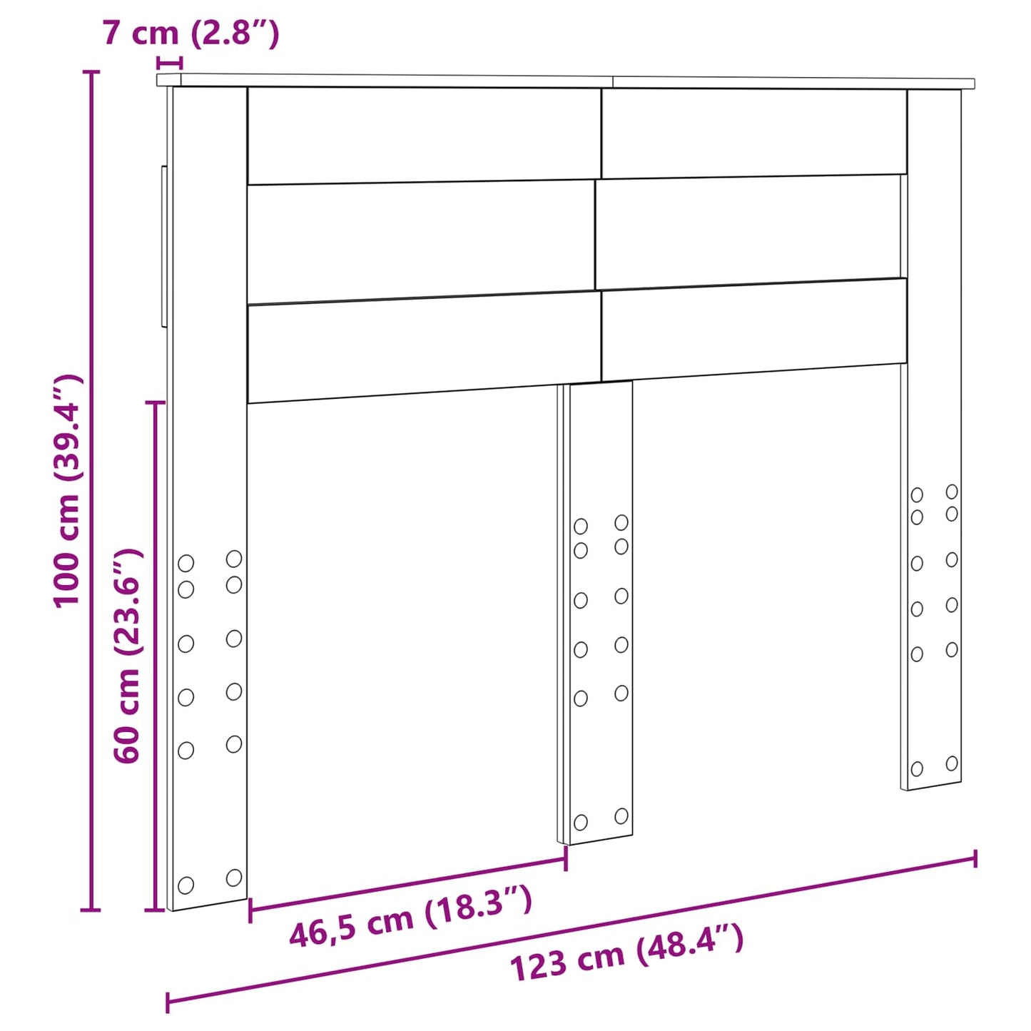 Kopfteil Geräucherte Eiche 120 cm Holzwerkstoff