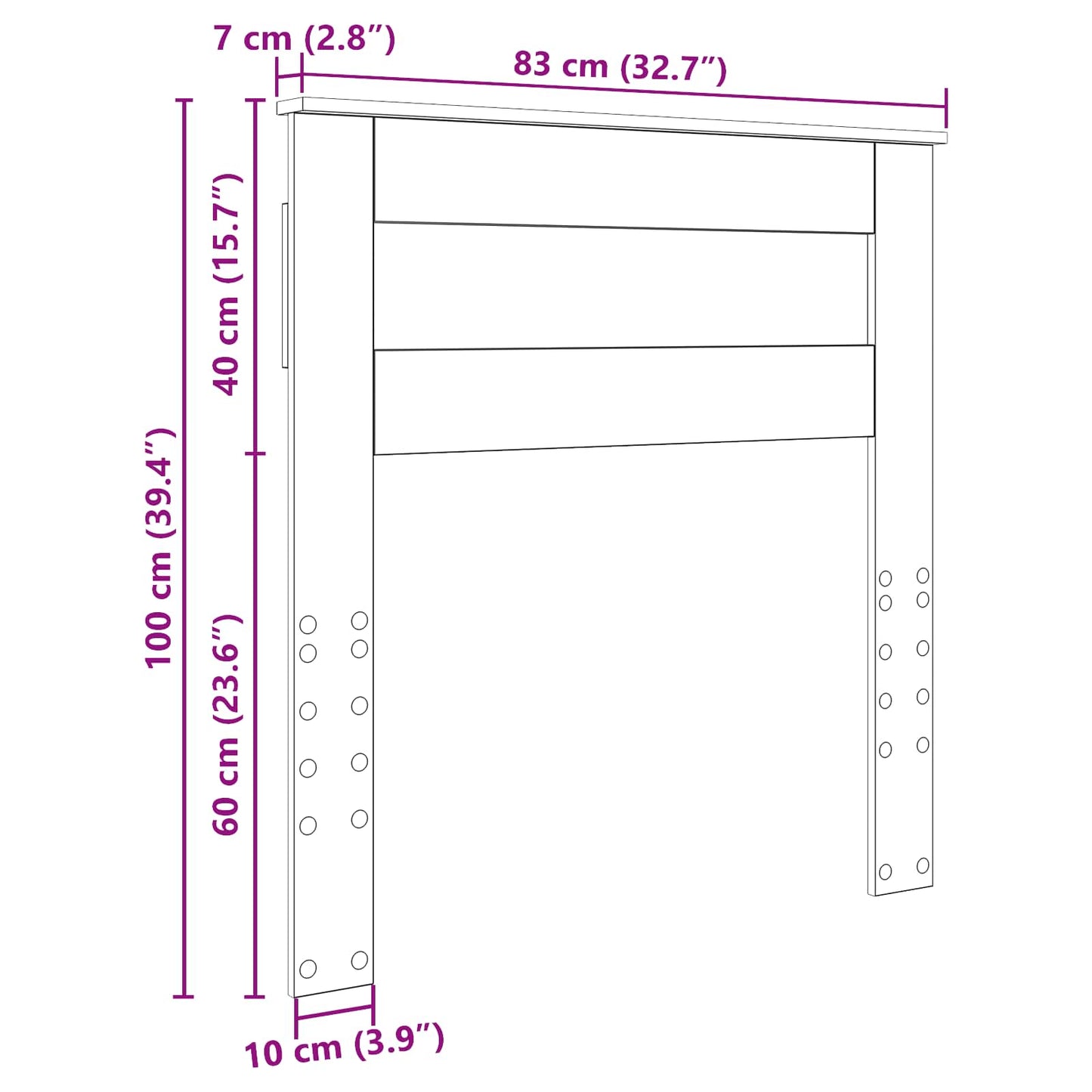 Kopfteil Geräucherte Eiche 80 cm Holzwerkstoff
