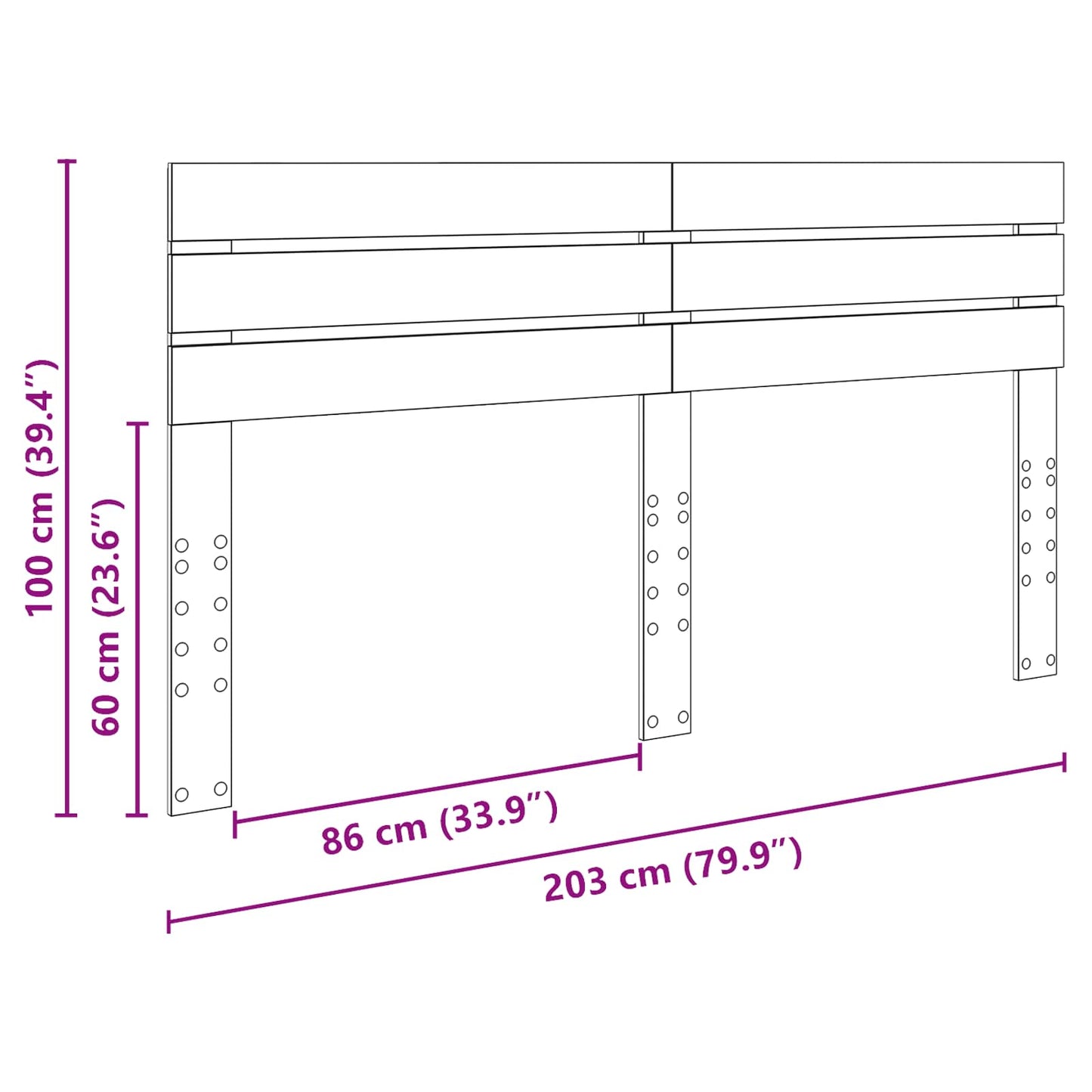 Kopfteil Beton Grau 200 cm Holzwerkstoff