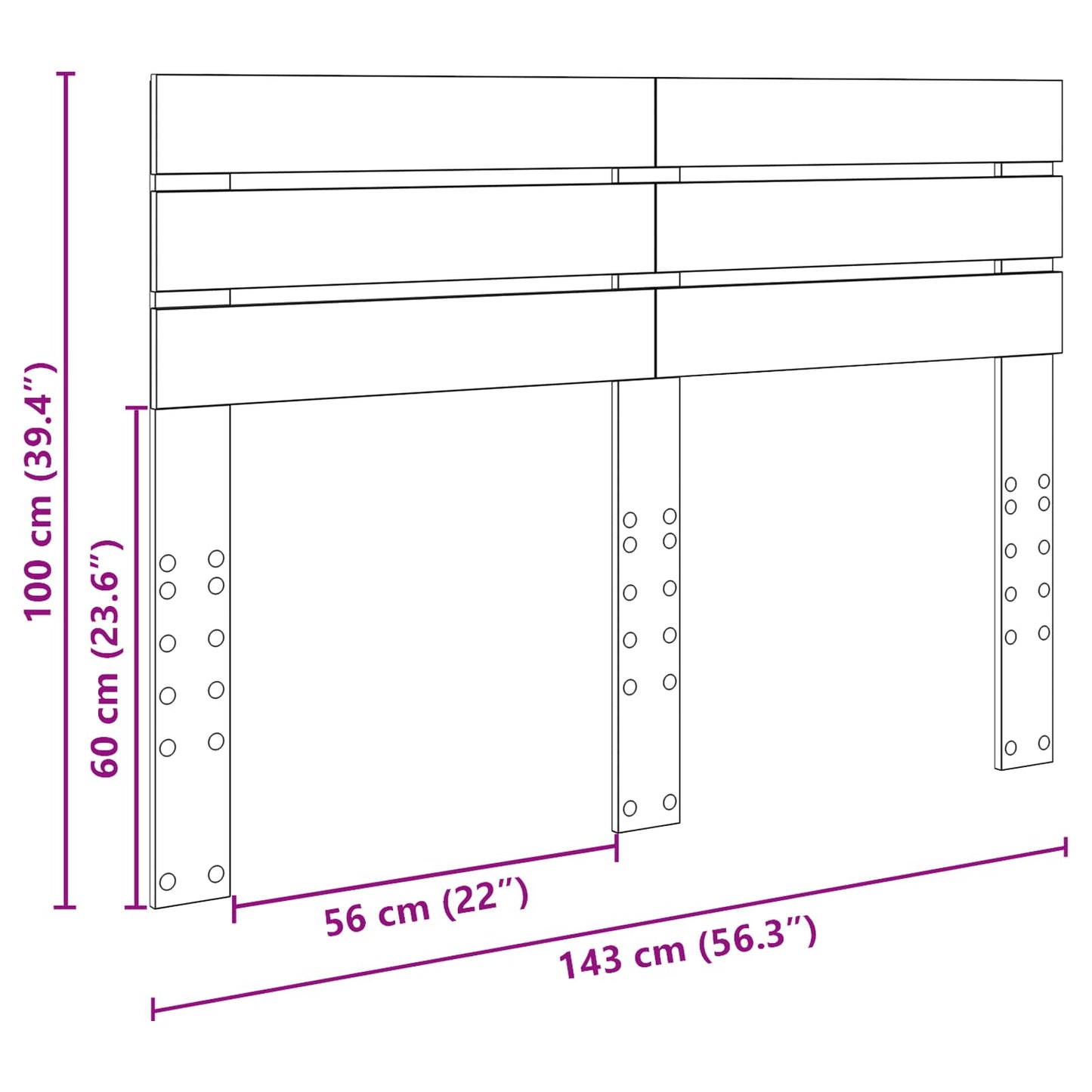 Kopfteil Artisan-Eiche 140 cm Holzwerkstoff