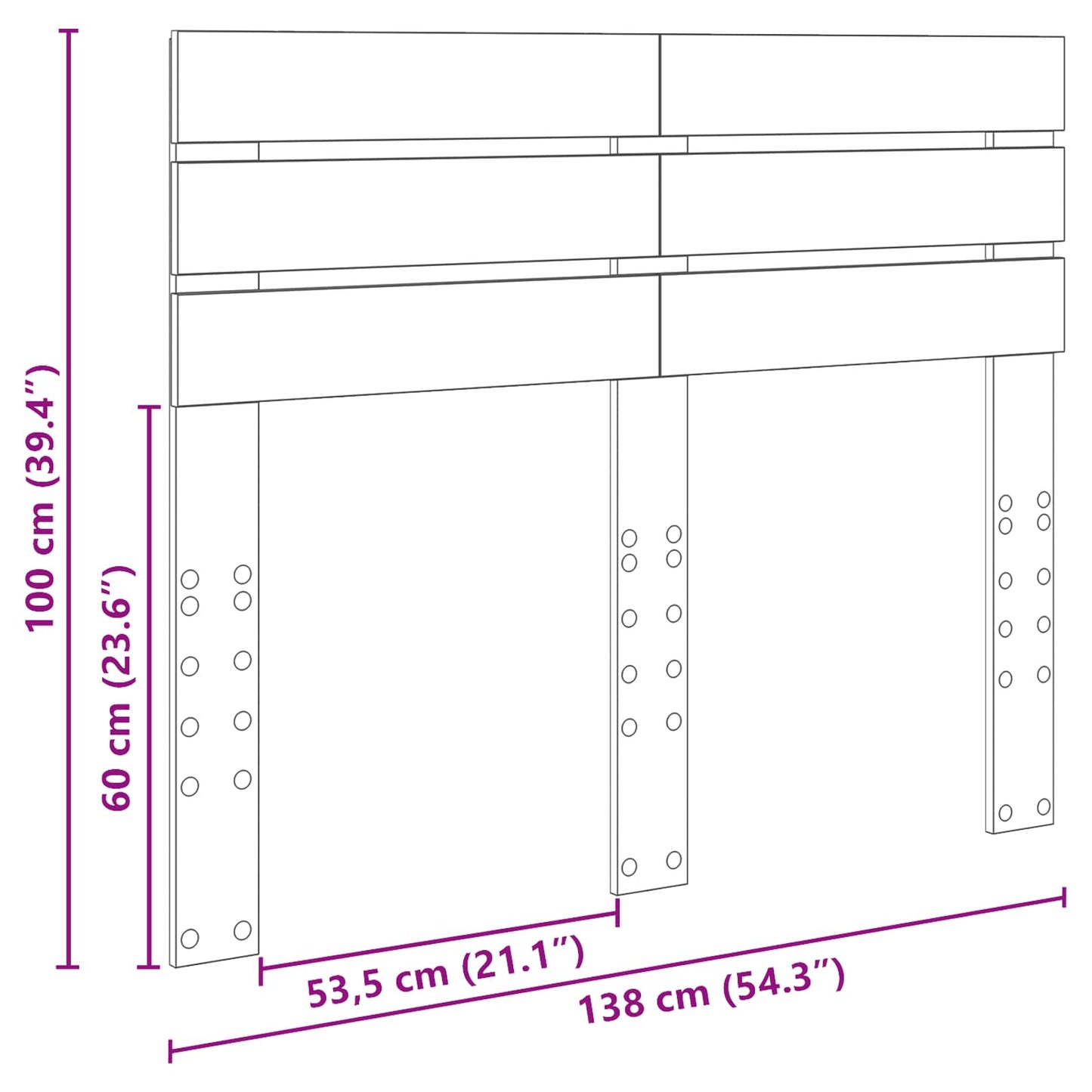 Kopfteil Geräucherte Eiche 135 cm Holzwerkstoff