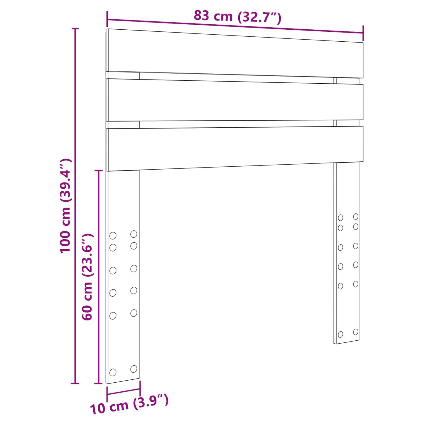 Kopfteil Sonoma-Eiche 80 cm Holzwerkstoff