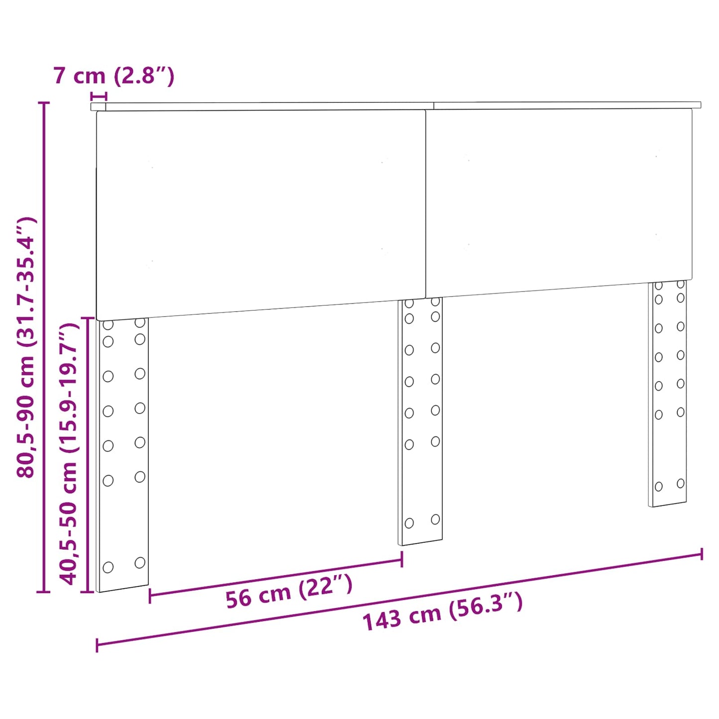 Kopfteil Geräucherte Eiche 140 cm Holzwerkstoff