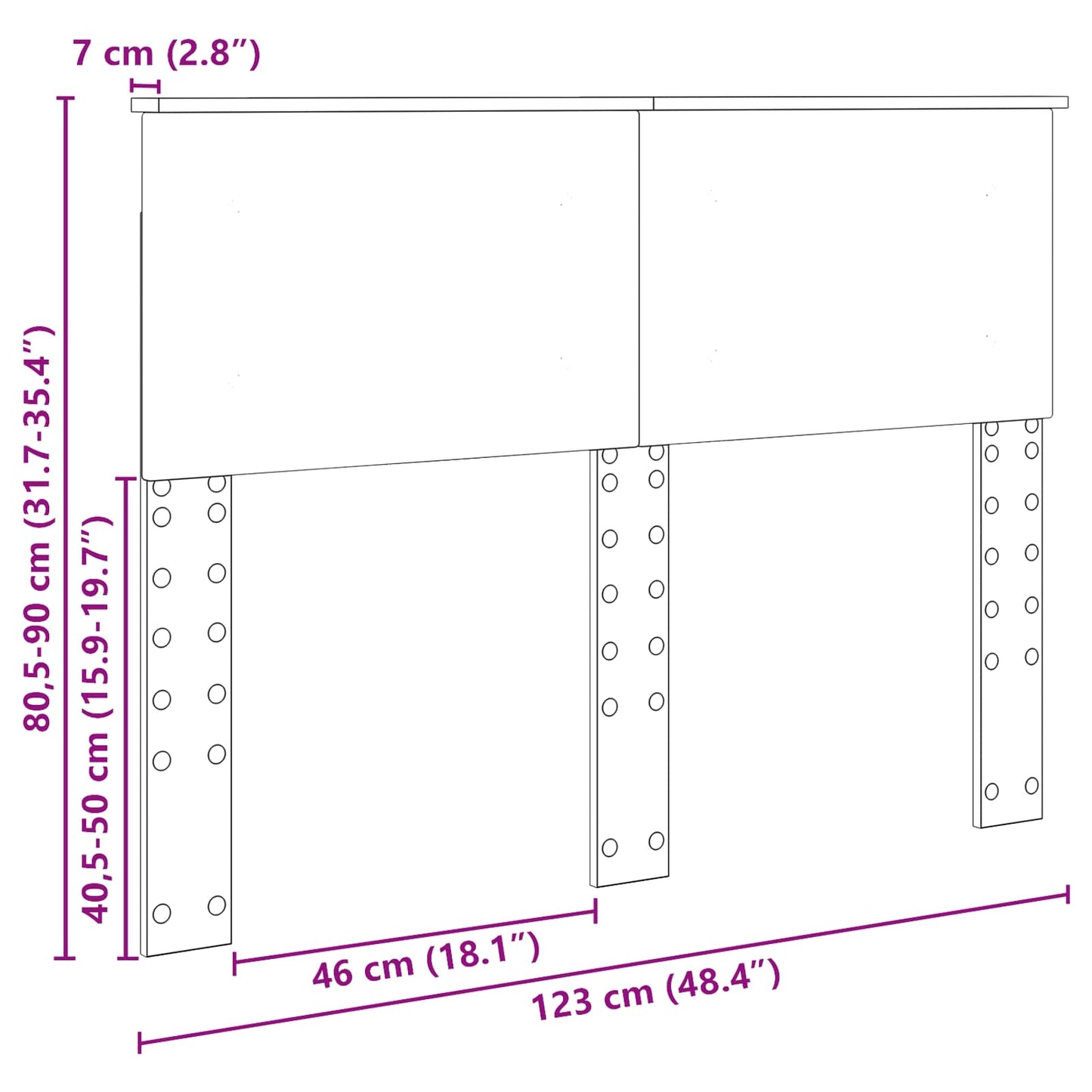 Kopfteil Graues Sonoma 120 cm Holzwerkstoff