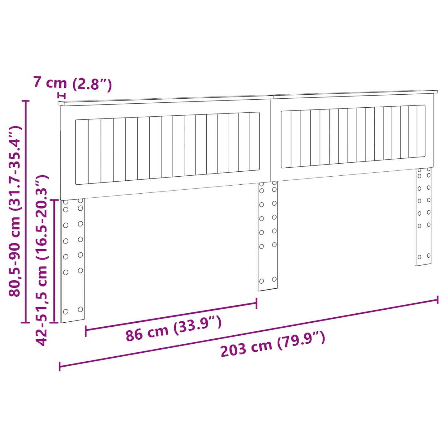 Kopfteil Braun Eichen-Optik 200 cm Holzwerkstoff