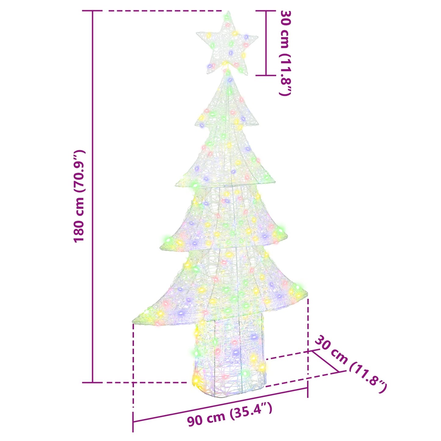 Weihnachtsbaum mit 240 LEDs Mehrfarbig 180 cm Acryl