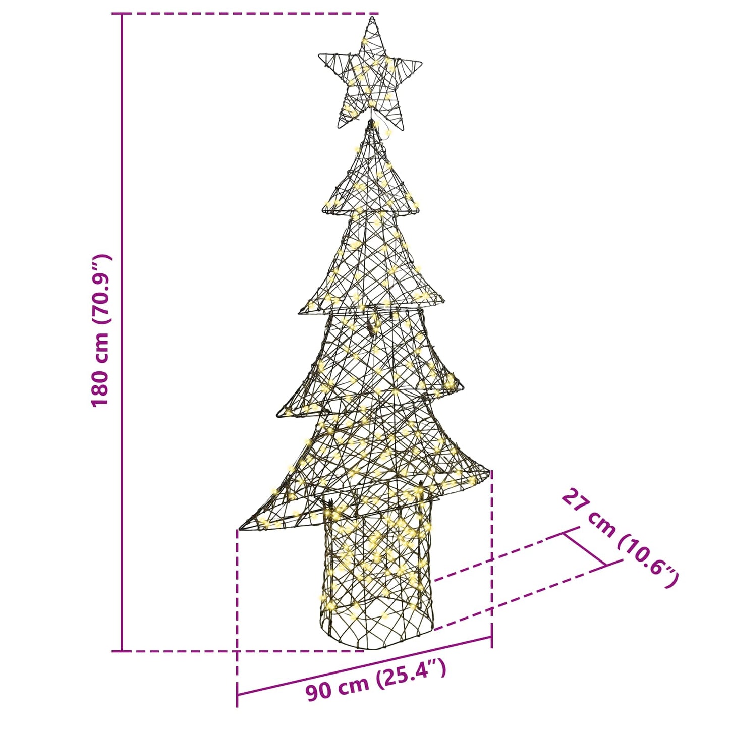 Weihnachtsbaum mit 240 LEDs Warmweiß 180 cm Rattan