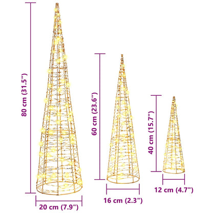 Weihnachtsbaum mit 90 LEDs 3 pcs Warmweiß 20 x 20 x 80 cm PET
