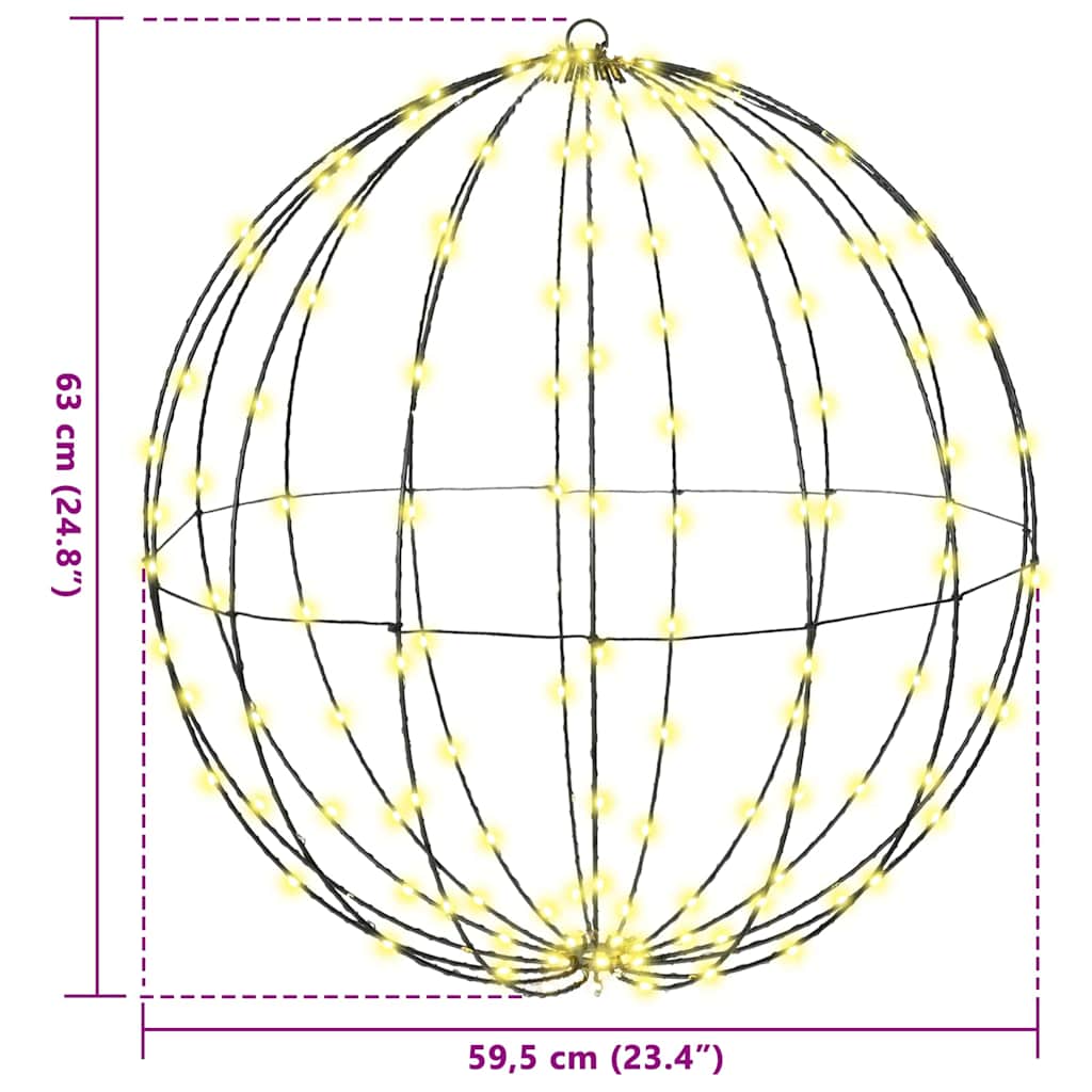 Ball mit 384 LEDs 2 pcs Warmweiß 59,5 x 59,5 x 63 cm Metall