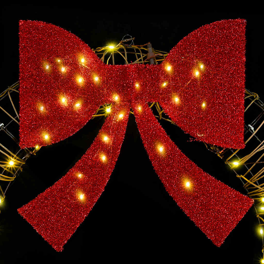 Kranz mit 80 LEDs Warmweiß 90 x 90 x 9 cm Rattan