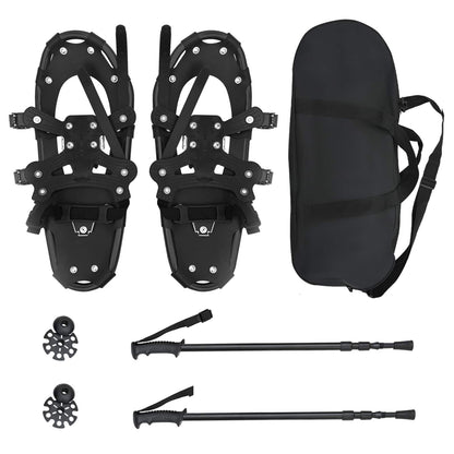 3 in 1 Schneeschuhe mit Wanderstöcken Schwarz 21 Zoll