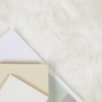 Kunstschaffell Teppich Tafalla Weiß 200 x 200 cm Polyester