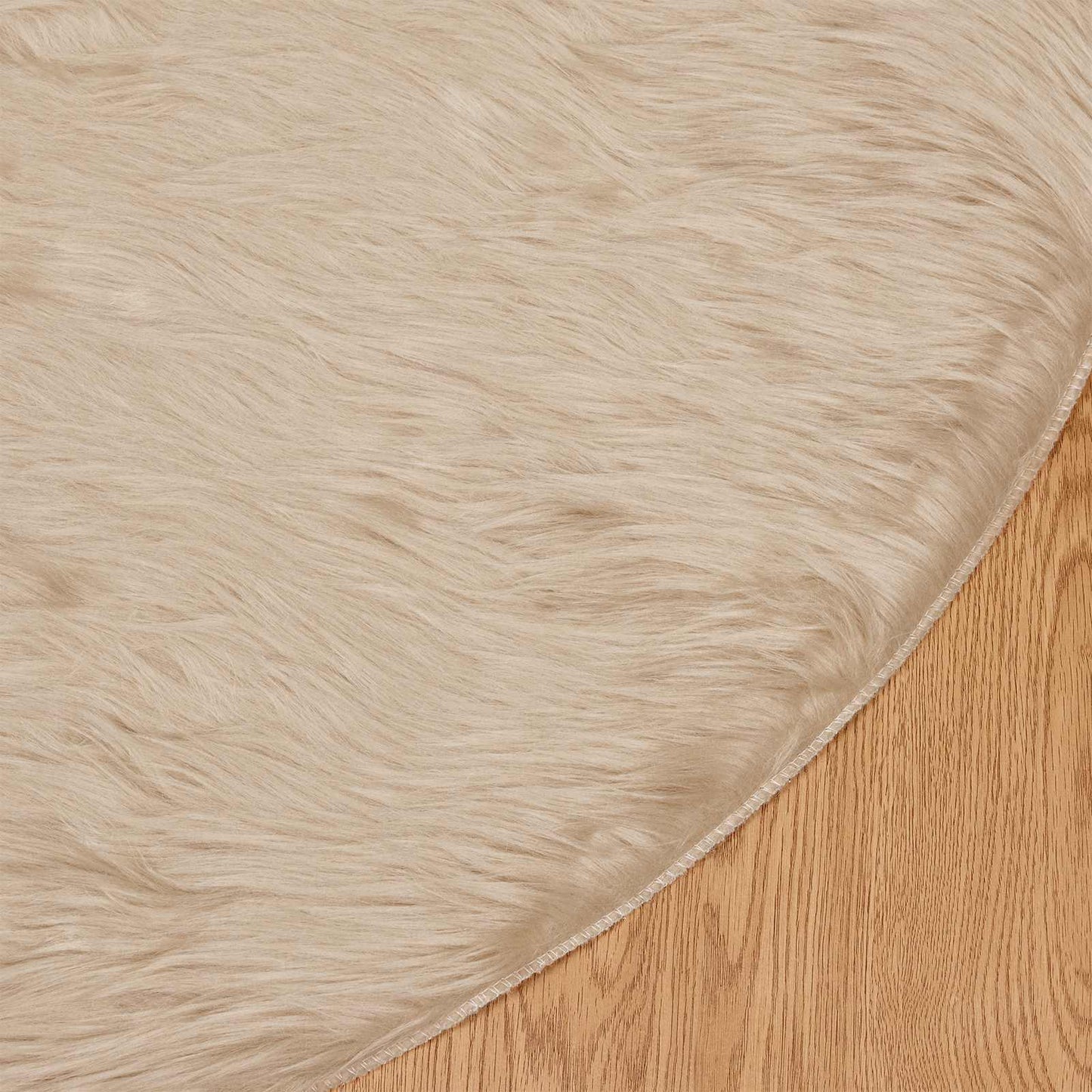Kunstschaffell Teppich Tafalla Beige Ø 120 cm Polyester
