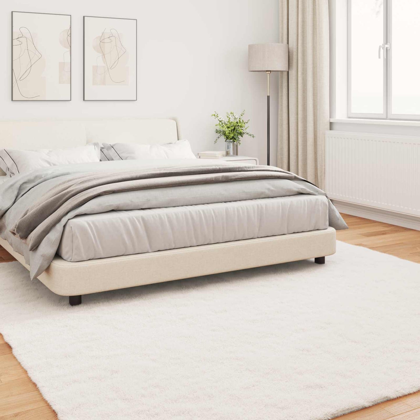 Rutschfester Kunstfellteppich Olite Creme 240 x 240 cm