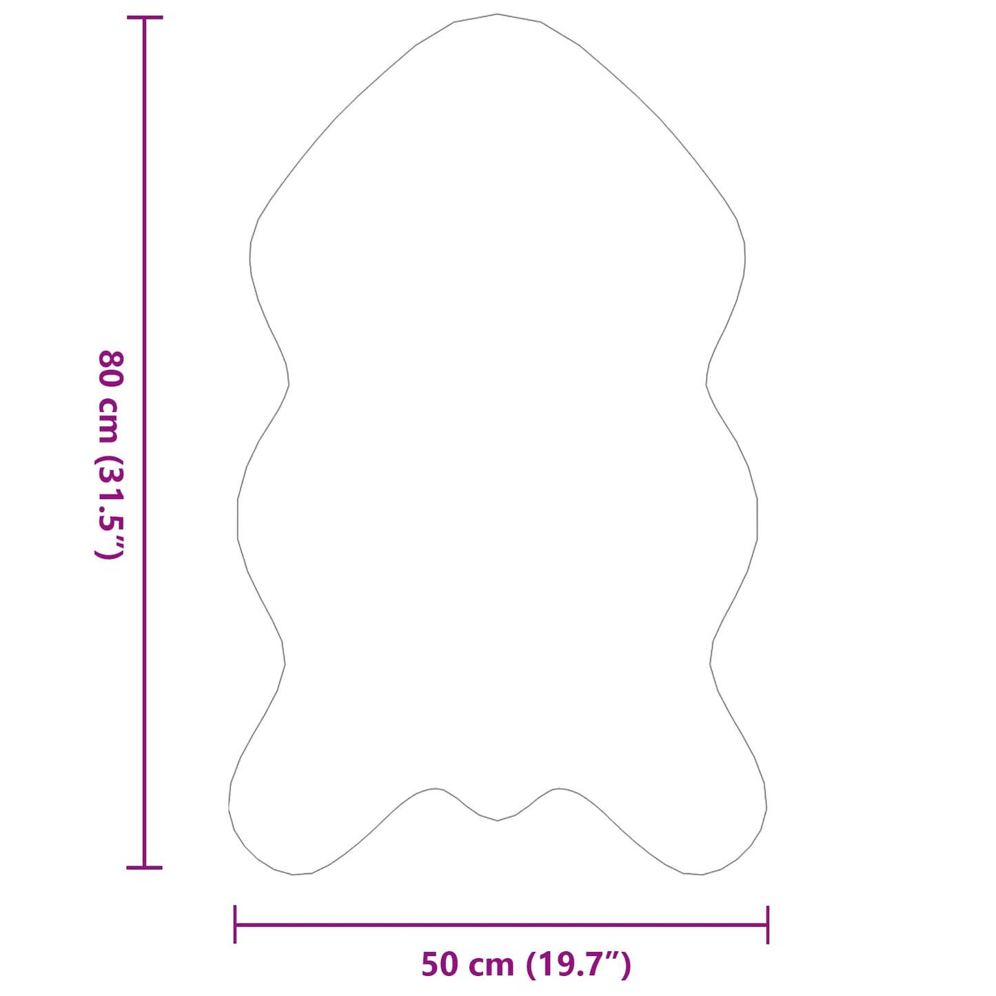 Rutschfester Kunstfellteppich Olite Grau 50 x 80 cm Polyester