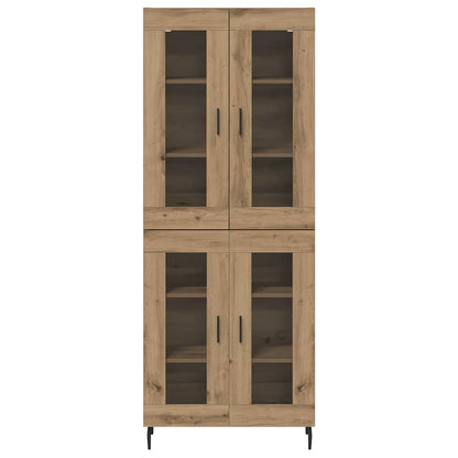 Highboard 2 pcs Artisan-Eiche Engineered Wood und Glas