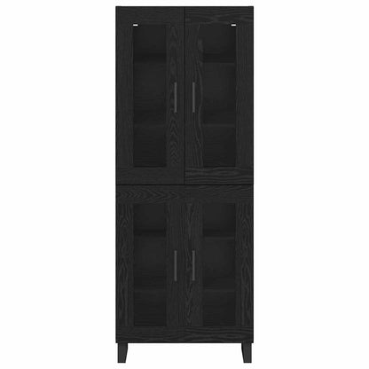 Highboard 2 pcs Schwarz Eichen-Optik Engineered Wood und Glas